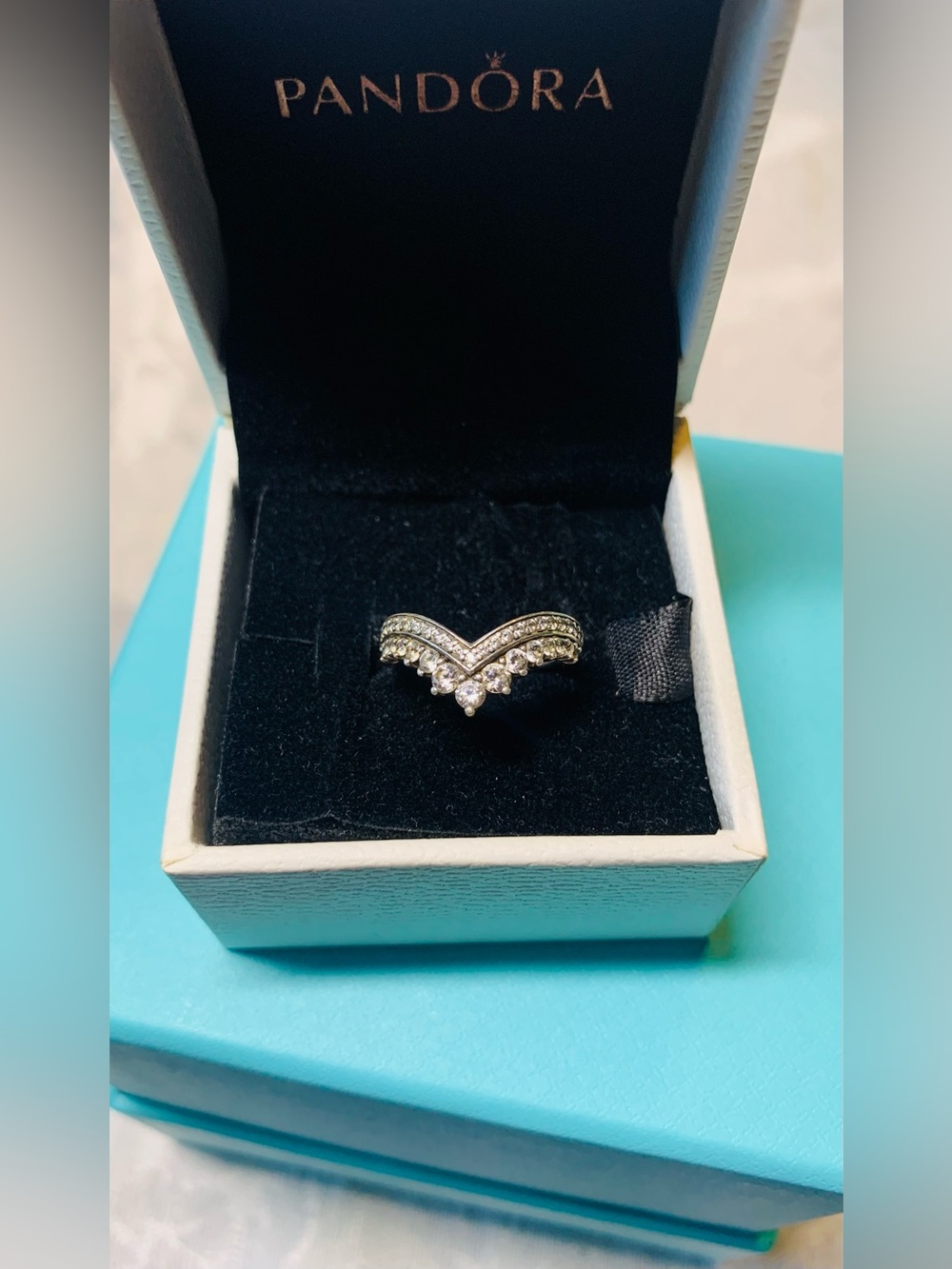 Pandora Princess Wishbone Ring in sterling silver